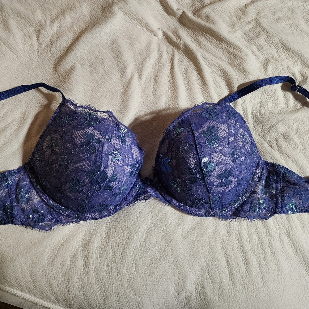 Victoria Secret Dream Angels Push-Up Bra NWOT 34C periwinkle blue purple